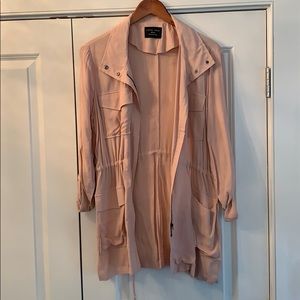 Pale pink tie waist light weight jacket